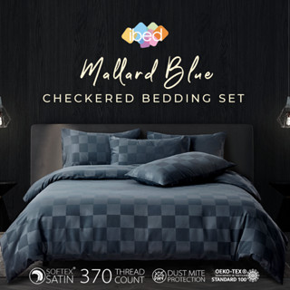 ibed ชุดผ้าปูที่นอนครบเซ็ท Softex Satin (ลายตาราง) Mallard Blue 3.5 ฟุต,5 ฟุต,6 ฟุต - CHECKERD COLLECTION