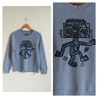 coach x keith haring sweatshirt สีฟ้าหม่น Size S รอบอก 38 นิ้วค่ะ