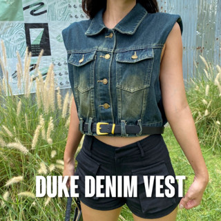 MINIGIRL STORE | Duke denim vest เสื้อยีนส์พร้อมเข็มขัด