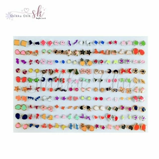 พร้อมส่ง ต่างหูแฟชั่น ต่างหูก้านพลาสติก คละลาย 36/100 คู่