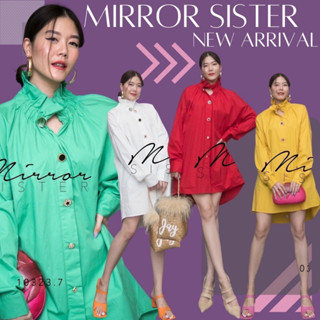 🔖ป้าย Mirrorsister 10323.7 เดรสทรงเก๋ใส่แล้วชิค ทรงหลวมๆ ช่วงคอแต่งกุ๊นตั้งระบาย แต่งกระดุมวินเทจสาบหน้า