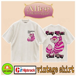 เสื้อDisney ลาย The Cheshire Cat วินเทจ สีขาว ครีมๆ เฟด ( TMA-021 )