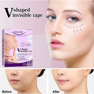 60Pcs Invisible Face Lifter Tape 60Pcs Instant Facelift Tape High Elasticity and Waterproof Face Tape