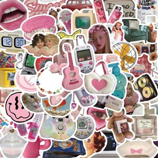 🎀พร้อมส่ง!สติกเกอร์สไตล์y2k โทนสีชมพู กันน้ำ น่ารัก 50ชิ้น