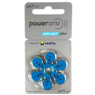 ถ่านเครื่องรับสัญญาณประสาทหูเทียม Power One 675 Implant Plus  ผลิตเยอรมัน จำนวน 10-20 แผง แพคเกจจิ้งใหม่ล่าสุดปี 2023