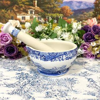 Vintage Spode Blue Italian Mortar and Pestle ครกและสาก