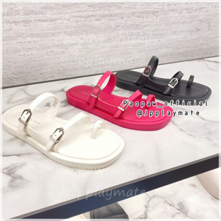 Charles&amp;keith รองเท้าแตะ รุ่น Double Buckle Toe-Loop Sandals : CK1-70030076 แท้จากชอป 100%