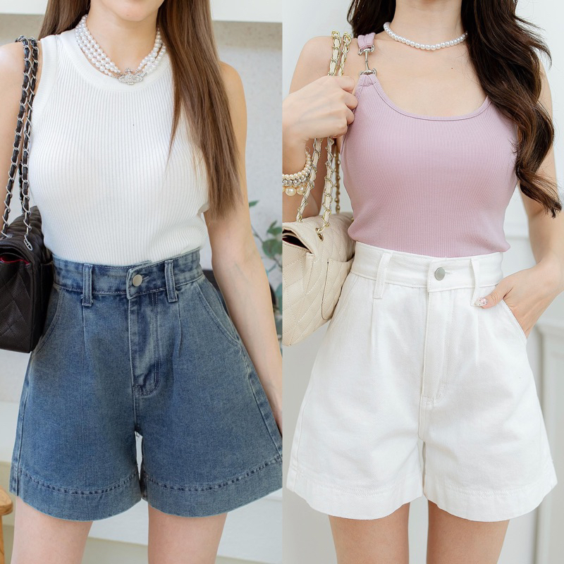 Dewishes Vintage Shorts Denim กางเกงยีนส์ขาสั้นเอวสูง ทรงเอ