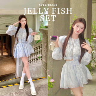 AVES.BRAND JELLY FISH HOODIE SET ชุดฮู้ดขาสั้นผ้าชีฟอง