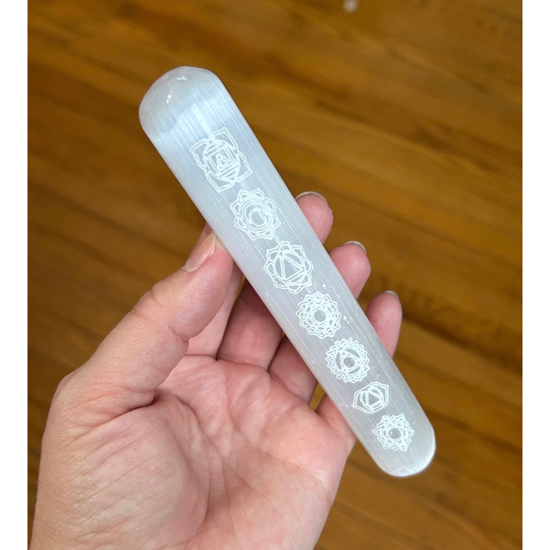 Beautiful Satin Spar (Selenite) Chakra Crystal Wand | Very Shiny | Purifying Tower | Meditation & Cr