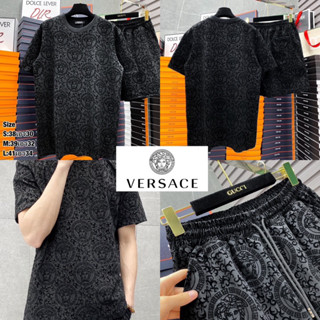 ชุดเซท Versace 🏷️ Hiend 1:1 Cotton 💯 เสื้อ + กางเกงขาสั้น 🩳 ชุดเซทผู้ชาย | เสื้อผ้าแบรนด์เนม