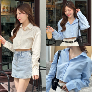 Favthings - Basic Crop Shirt เสื้อเชิ้ตแขนยาวทรงครอป