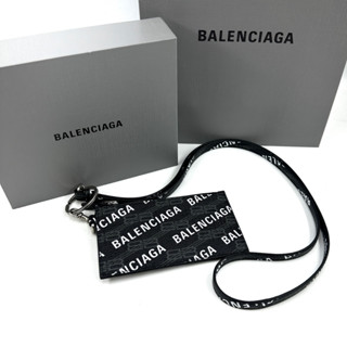 Balenciaga cash card case with strap on keyring black กระเป๋า lanyard สีดำ คล้องคอได้ บาเลนเซียก้า มีสาย