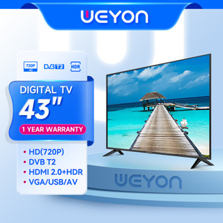 WEYON LED TV ทีวีดิจิตอลความละเอียดสูง 43 นิ้วสามารถใช้เป็นจอคอมพิวเตอร์รับประกันหนึ่งปี ด้วยพอร์ต HDMI / VGA / USB