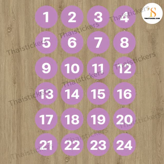 สติกเกอร์เบอร์โต๊ะอาหาร สติกเกอร์หมายเลข กันน้ำ100% เช็ดทำความสะอาดได้ไม่เสียหาย (ขนาด 6x6 cm.ได้ 24 ดวง) TS062-PP