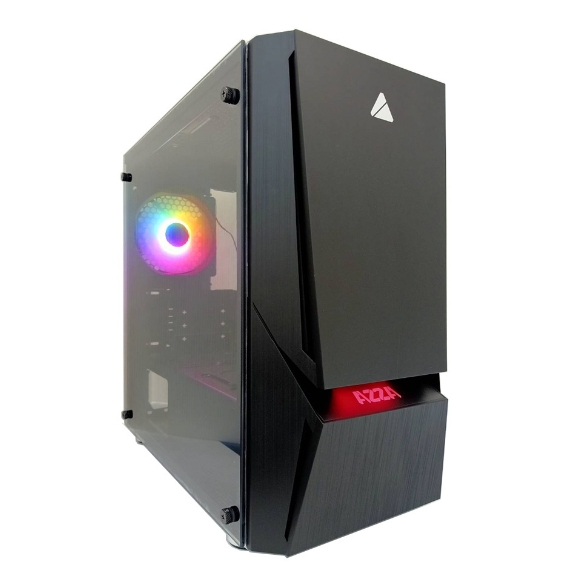 Case AZZA Luminous 110 VF1298 ( Black ) Rainbow RGB 12cm Fan Micro ATX Mid Tower Tempered Glass