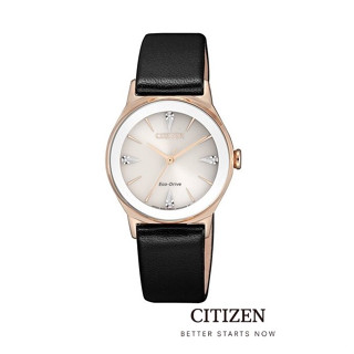 CITIZEN Eco-Drive EM0733-08A Leather Lady Watch ( นาฬิกาผู้หญิงพลังงานแสง )