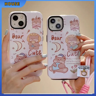 💲คูปองเคลม💲เคสไอโ case for iphone 11 12 หมี พร้อมโซ่ เคส 15 14 13 12 11 pro max ป้องกันการตก การป้องกันที่ครอบคลุม