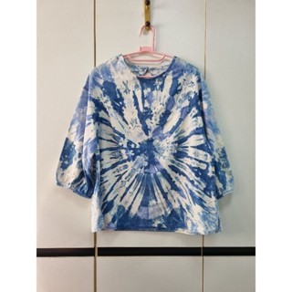 2nd เสื้อผ้าคอตตอน ลายผ้ามัดย้อมโทนสีฟ้าขาว
