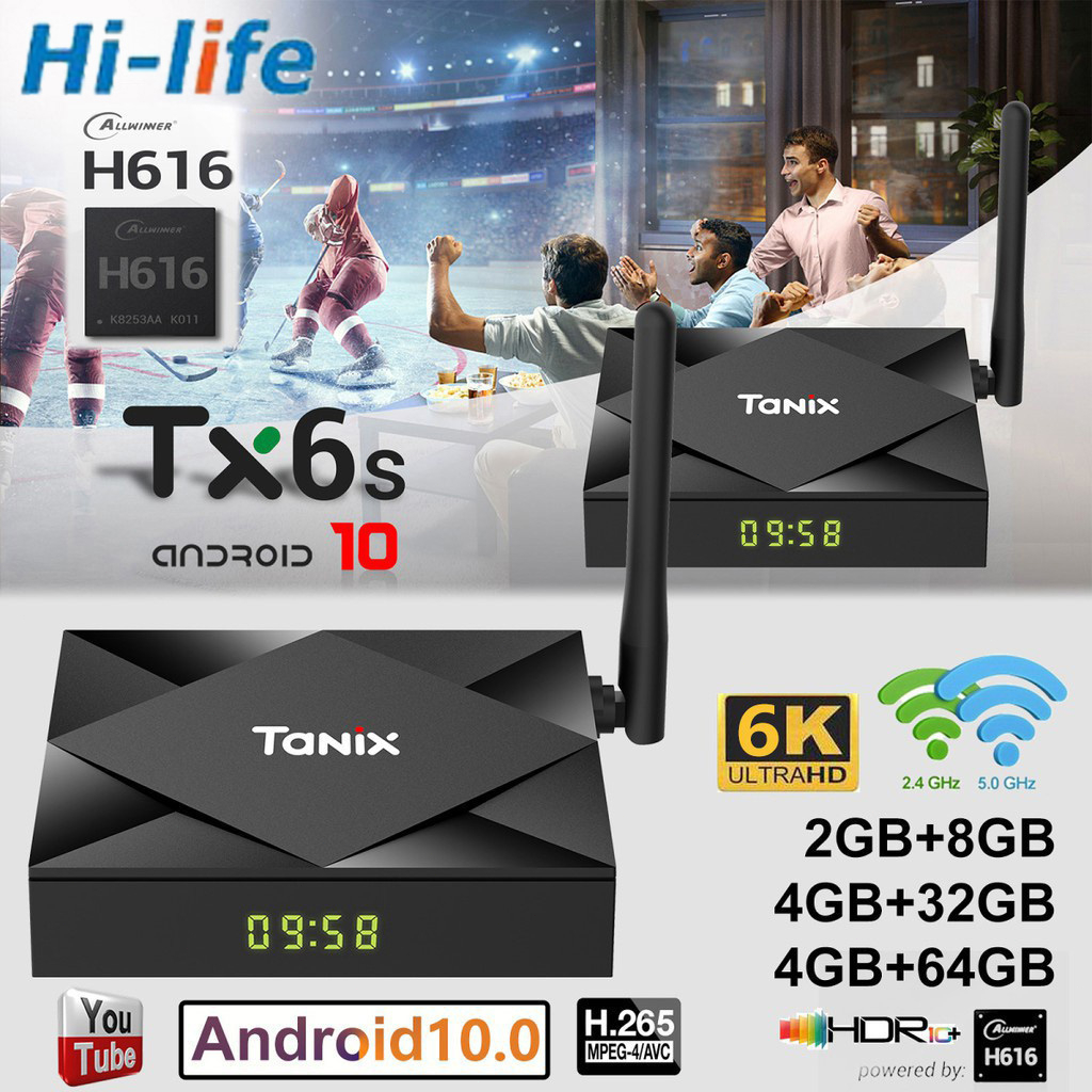 Tanix TX6S TV Box กล่อง ดิจิตอล tv Android Smart TV Box YouTube กล่องแอนดรอยด์ทีวี 4K HD Google Play