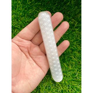 Large Selenite wand with flower of Life Carving charging bar,White ,Big Stick wand