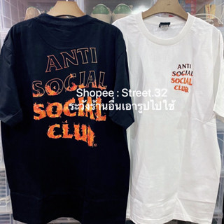 Street.32 เสื้อยืดแขนสั้น สกรีนลาย ผ้าคอตตตอล100 ไม่มีตะเข็บข้าง Anti Social Social Club Assc ไฟ