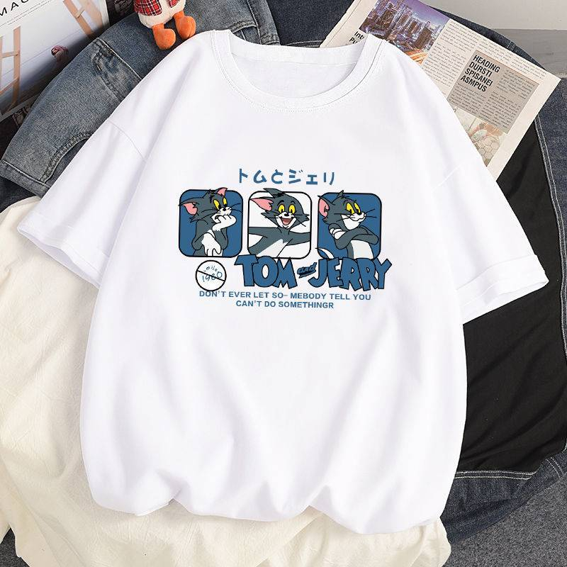 ใหม่ เสื้อยืดคอกลม ลายการ์ตูน เสื้อแขนสั้นสไตล์เกาหลี ES69