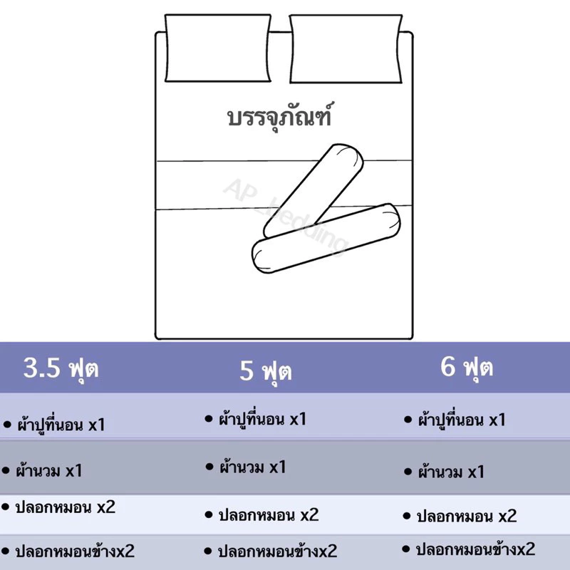 ผ้าปูที่นอน ชุดเครื่องนอน พร้อมผ้านวม ครบเซ็ต 6 ชิ้น มีขนาด 3.5/5/ 6ฟุต thumbnail 3