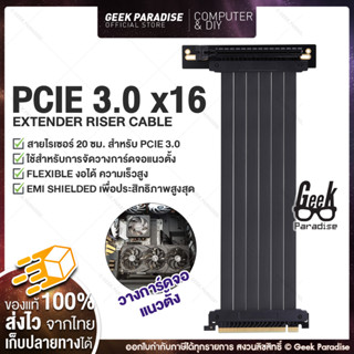 สายไรเซอร์ 16x PCIe Riser Cable, 3.0 x16 PCI Express Riser Extender สำหรับติดตั้ง การ์ดจอแนวตั้ง (20cm, 90°)