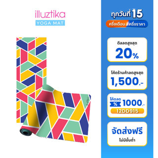 illuztika เสื่อโยคะ Natural rubber 4mm ลาย Color block