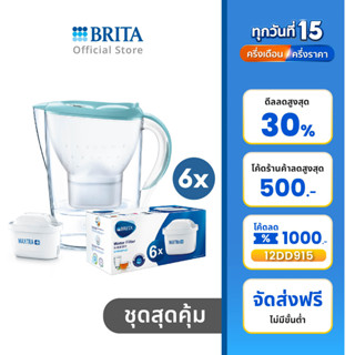 BRITA เหยือกกรองน้ำ รุ่น Marella COOL 2.4L สี Pastel Blue + (ไส้กรอง Pack 6)