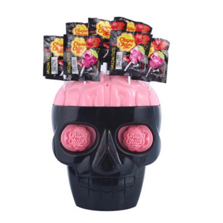 Chupa Chups 3D Skull หัวกะโหลก จูปาจุ๊ปส์ ชมพูดำ + อมยิ้ม 50 อัน