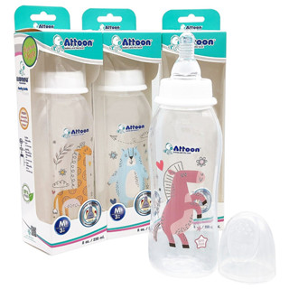 Attoon แอทตูน ขวดนม ขนาด 8 ออนซ์ / 250 มล. รุ่น bright hygienic safe (คละลาย) (8858740514545)