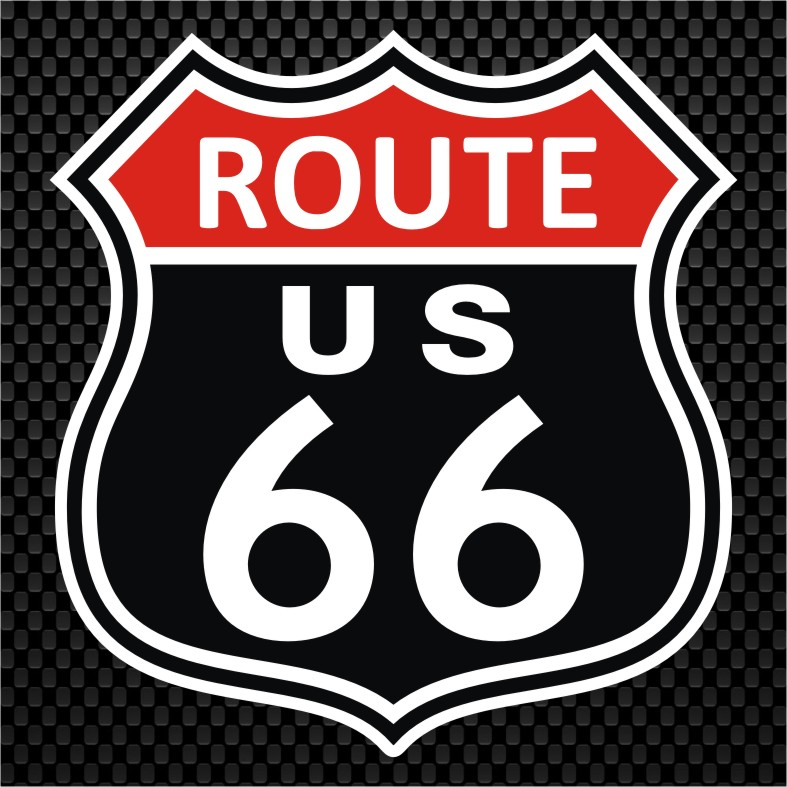 route 66 สติกเกอร์ติดรถยนต์   สติกเกอร์ pvc กันน้ำ  ขนาด 8 x 8.5 cm ราคา 19 บาท