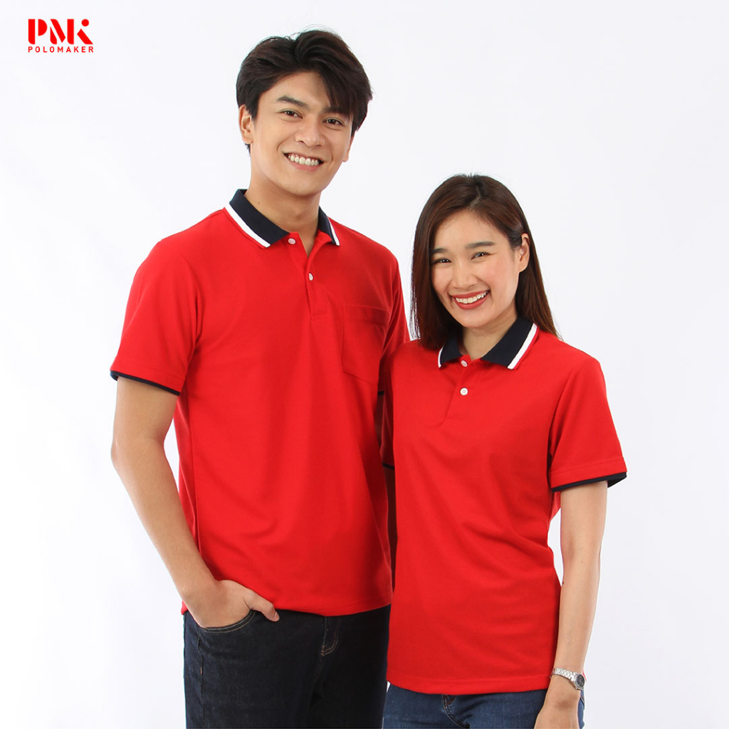 PMK - Kaneko PK116 สีแดง - เสื้อโปโล Summer Collection ไม่ยับ อยู่ทรง