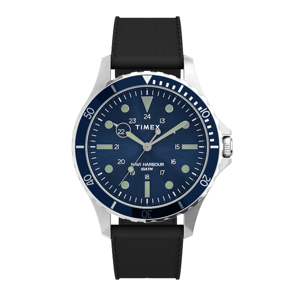 TIMEX TW2U55700 ATLANTIS NAVI นาฬิกาข้อมือผู้ชาย สีดำ/น้ำเงิน หน้าปัด 41 มม.