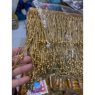 ยกพับ10หลา เทปทองตกแต่ง เทปดิ้นเงิน ลูกไม้ชายครุย ชายครุยริบ…