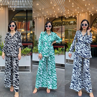 BB Pleated long set 2 pcs ชุดงานผ้าอัดพลีทคอปก เสื้อแขนยาวปลายมาพร้อมกางเกงขายาว