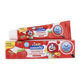 KODOMO ยาสีฟันเด็ก โดโดโม อัลตร้า ชิลด์ ชนิดครีม กลิ่นสตรอเบอร์รี่ ใหม่ ฟลูออไรด์ 1000 ppm 65 กรัม