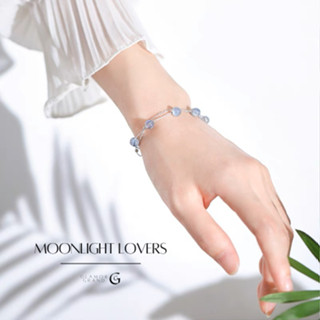 Glamor✨Moonlight Lovers สร้อยข้อมือมูนสโตนธรรมชาติบริสุทธิ์สองชั้น กำไลสไตล์เกาหลี สร้อยข้อมือโซ่ สร้อยข้อมือเงินแท้