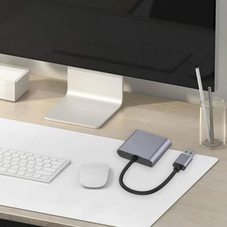 [แพ็คใน 30 นาที] USB To VGA และ HDMI 2-In-1 Video Converter Multi-Monitor เดสก์ท็อป USB Video Card แล็ปท็อป