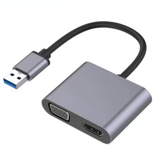 [แพ็คใน 30 นาที] USB To VGA และ HDMI 2-In-1 Video Converter Multi-Monitor เดสก์ท็อป USB Video Card แล็ปท็อป