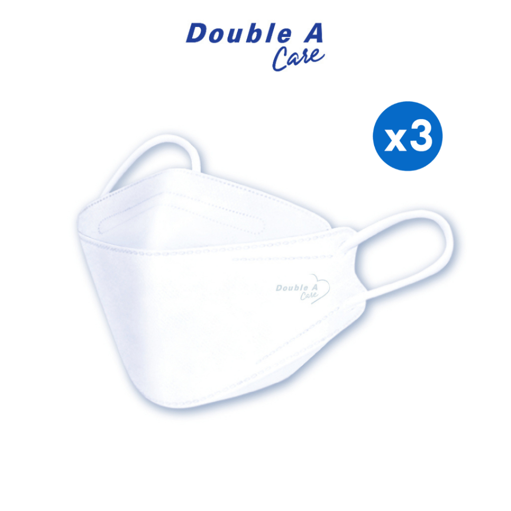 [3 กล่อง] Double A Care หน้ากากอนามัยทางการแพทย์ ดั๊บเบิ้ลเอแคร์ สีขาว รุ่น 3D V-SHAPE SOFT FIT (50 ชิ้น)