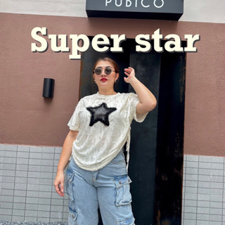 Lady m | Super star เสื้อยืดรูดข้างเอว ลายดาว