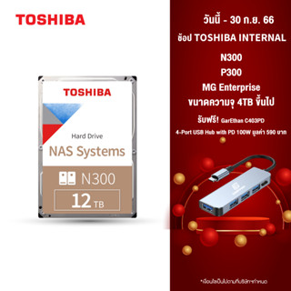 Toshiba NAS HDD (12TB) 3.5" SATA 3.5 รุ่น (N300) HDWG21C :7200RPM C/B 512 MB Internal Harddisk