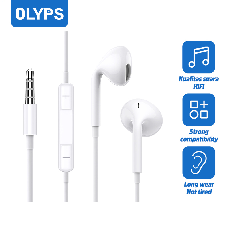 OLYPS หูฟังแบบมีสาย 3.5 มม. earphone พร้อมไมโครโฟนสำหรับคอมพิวเตอร์เดสก์ท็อปแล็ปท็อป iPad