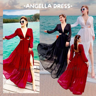 FashionHit•Angella Dress• เดรสยาวพลิ้วสวย เว้าหลัง