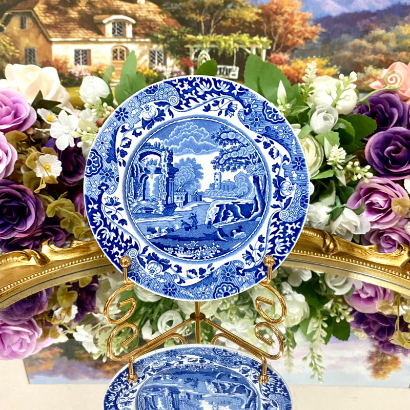 Vintage Spode Blue Italian Miniature Plate จาน 4.5 นิ้ว