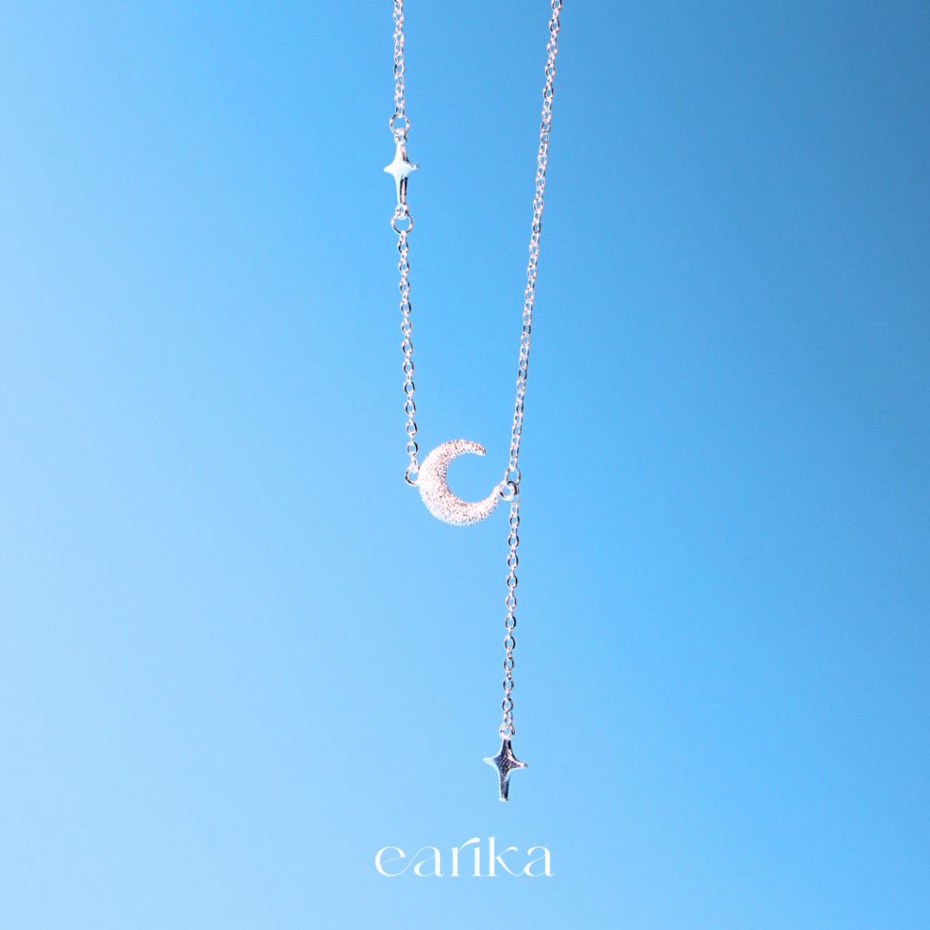 earika.earrings - sparkling lunar necklace สร้อยคอเงินแท้รูปพระจันทร์ ผิวแพ้ง่ายใส่ได้