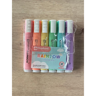 ปากกาไฮไลท์ สีพาสเทล ตราช้าง รุ่น Rainbow ( แพ็ค 6 ด้าม )